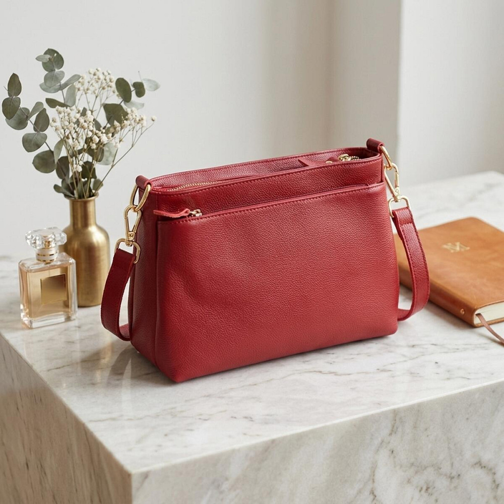 Сумка жіноча з твердим дном з натуральної шкіри Vintage 22982 Червоний Київ - фото 14