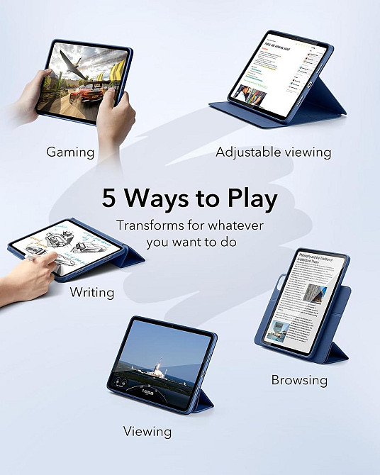 Чохол ESR для iPad Pro 11" з тримачем для стилусу, знімним магнітним чохлом, вертикальною підставкою, для планшету темно-синій Київ - фото 3