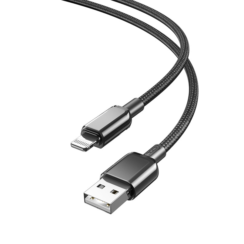 Кабель XO PVC Shiny Colorful USB to Lightning 1м чорний Львів - фото 2