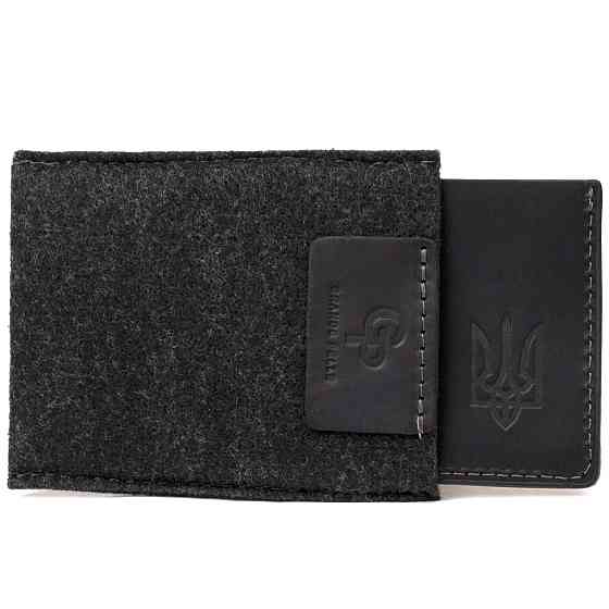 Шкіряна обкладинка для пенсійного посвідчення GRANDE PELLE 11506 Чорний Київ