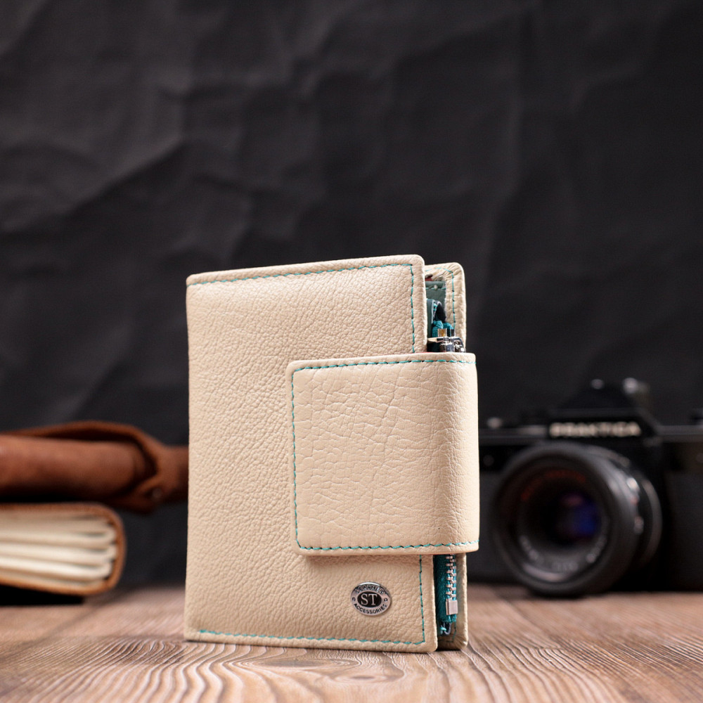 Оригінальне портмоне для жінок із натуральної шкіри Білий (ST Leather) Київ - фото 3