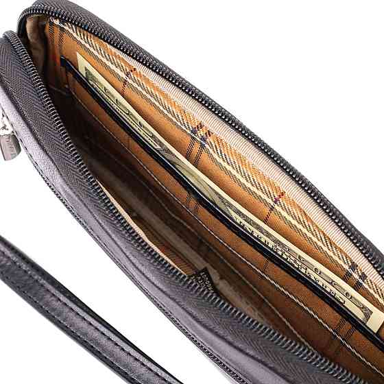 Місткий чоловічий клатч з гладкої натуральної шкіри Чорний (Tony Perotti) Київ