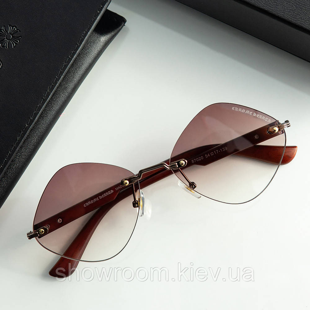 Жіночі брендові окуляри Chrome Hearts (20870) brown Київ - фото 1