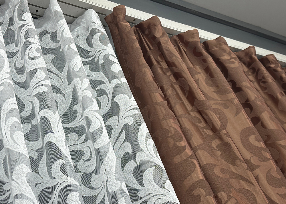 Комплект штор VR-Textil Жаккард Вензель 150х270 2шт и Тюль 500х270 478ш-1147т Коричневый с белым 71-103/4 Киев - изображение 8