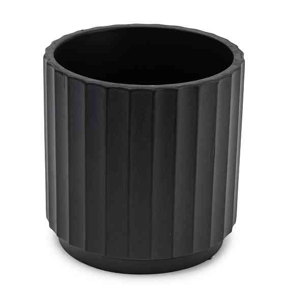 elemi Кашпо для квітів керамічне elemi "Грань" (чорний) 13.5" круглий 1,4 л Коломыя
