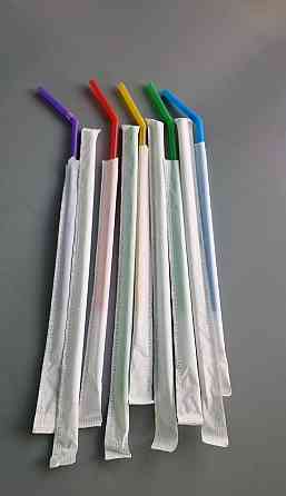 Трубочка з гофрою d4.8-21см у індивід. упаковці Мікс (200 шт) Харків