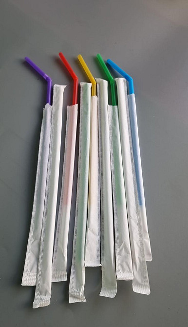 Трубочка з гофрою d4.8-21см у індивід. упаковці Мікс (200 шт) Харків - фото 1