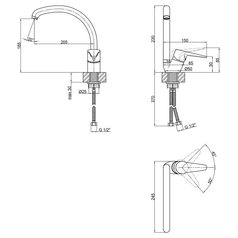 Змішувач для кухні Lidz (CRM) 14 34 008F-3, хром Київ - фото 2