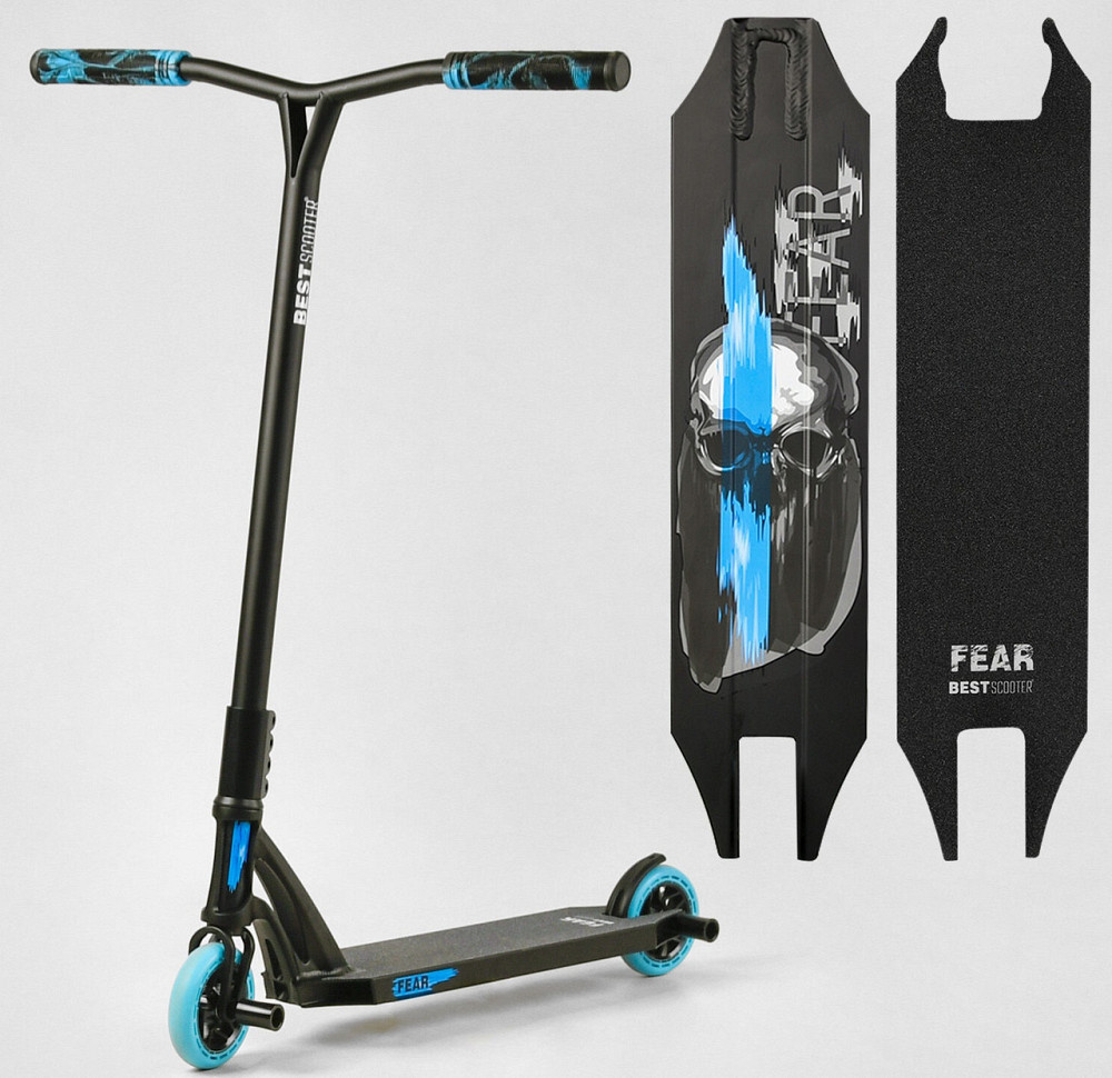 Самокат трюковий Best Scooter SCS-система пеги алюмінієвий диск та дека Чорно-блакитний (MT-40488) Чернигов - изображение 1