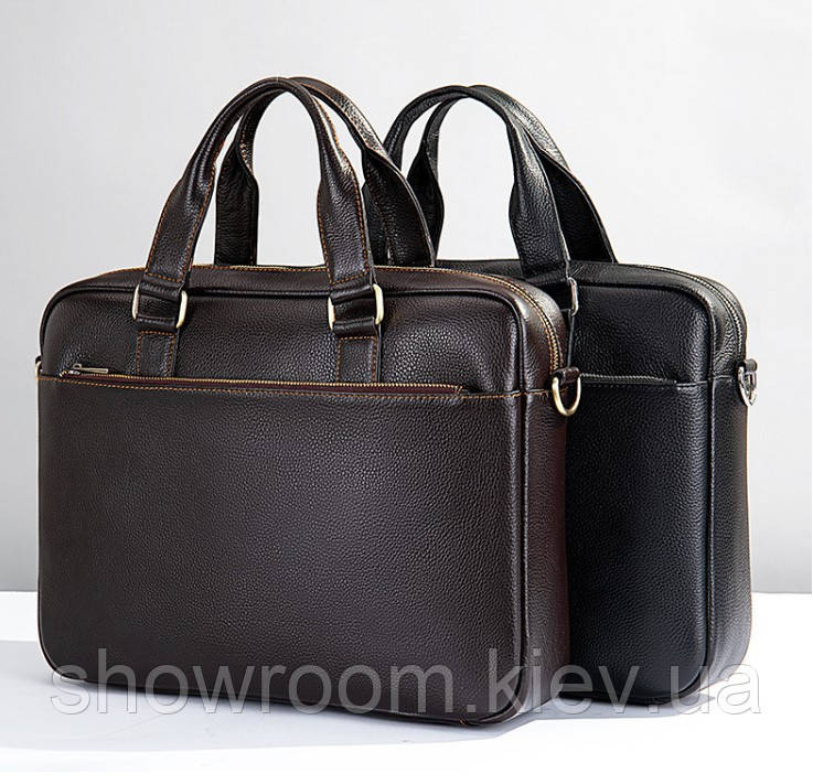 Чоловіча ділова шкіряна сумка Leather Collection (9919) чорна Київ - фото 4