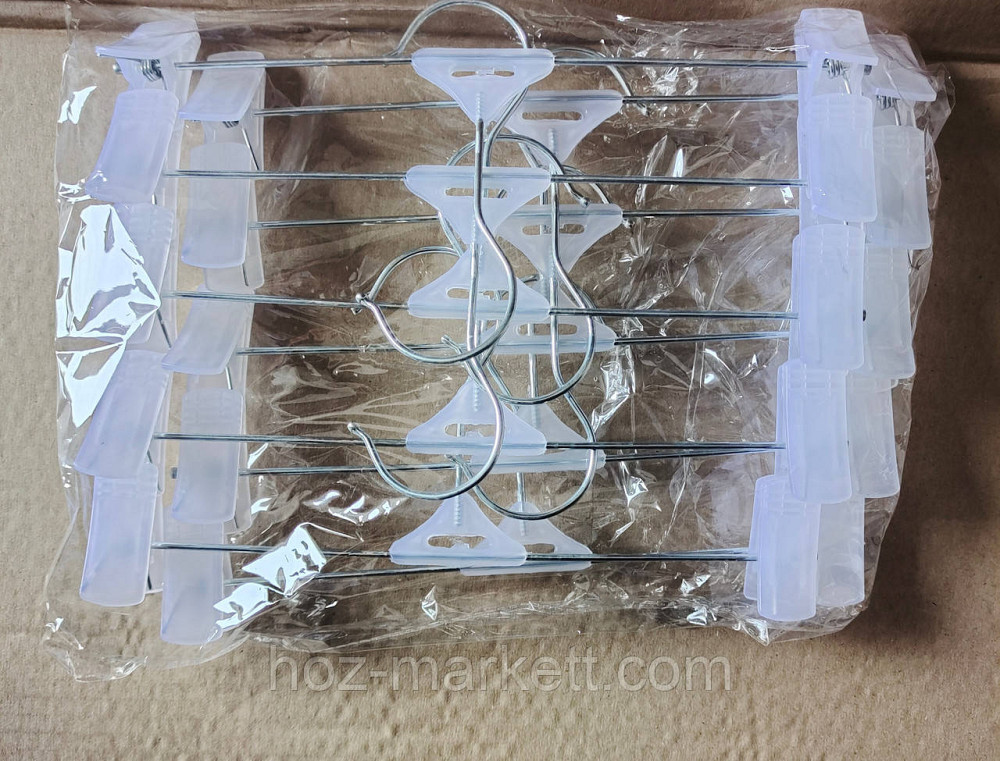 Плечики вішалки (тремпеля) брючні хромовані прищіпка та гачок 40 см 10 шт. в уп Харків - фото 1