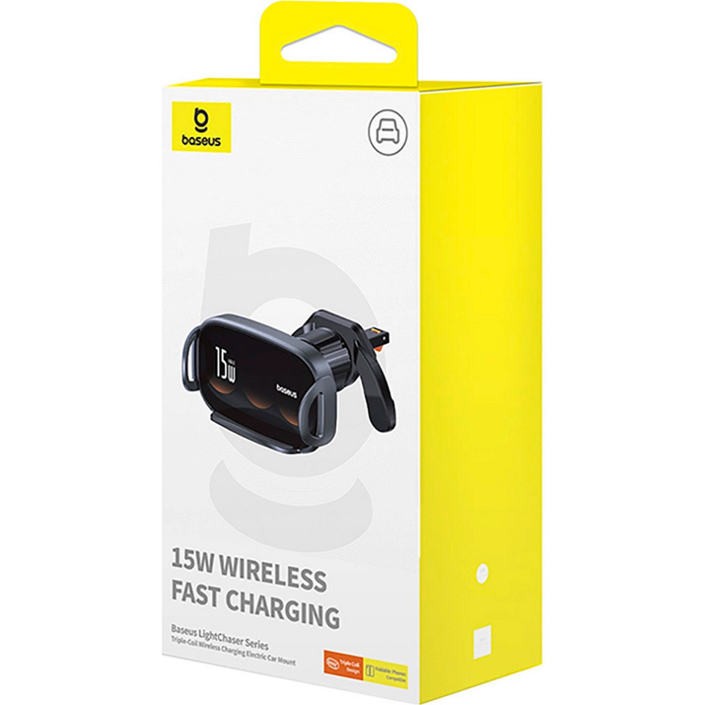 Автотримач для телефона з бездротовою зарядкою Baseus Black Київ - фото 5