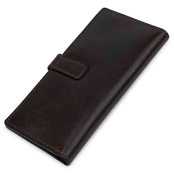 Шкіряне чоловіче глянсове портмоне Коричневий (GRANDE PELLE) Київ