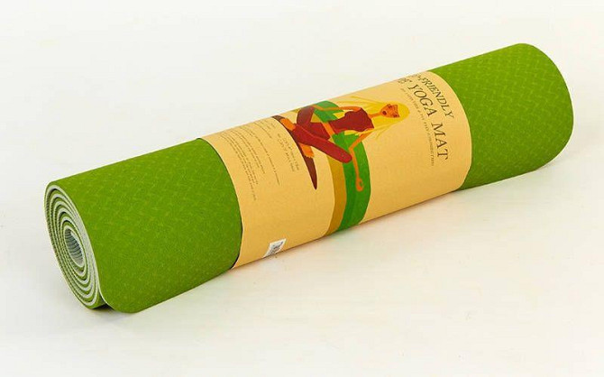 Килимок для фітнесу, йоги TPE Yoga Mat (рр. 183см*61см*6мм) Вишневе - фото 6