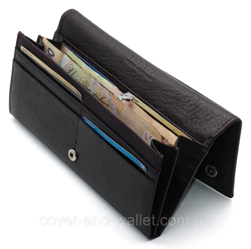 Женский кожаный кошелек на много карточек фиолетого цвета Boston B233 Киев - изображение 7