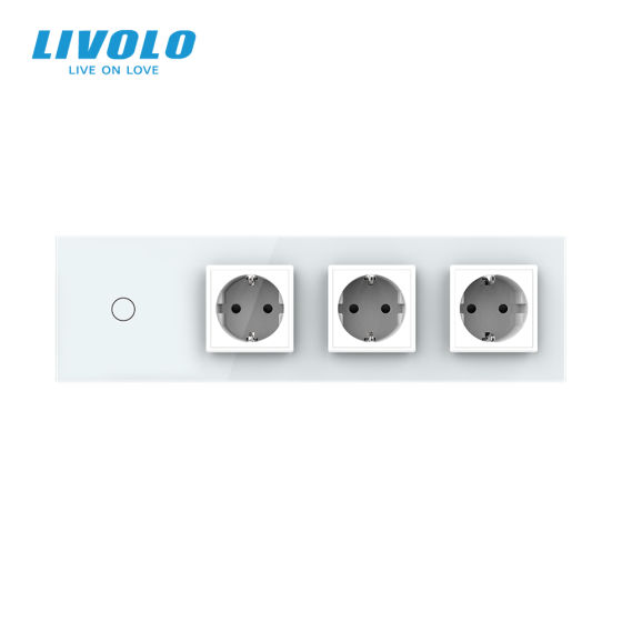 LIVOLO Сенсорний вимикач 1 сенсор 3 розетки Livolo білий скло (VL-C701/C7C3EU-11) Коломыя