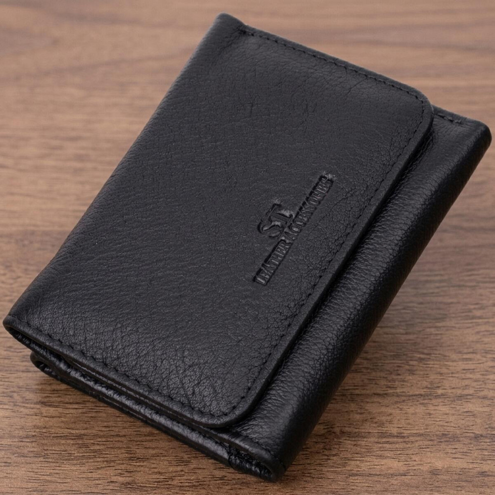 Кожаный лаконичный кошелек для женщин ST Leather 22506 Черный Киев - изображение 11