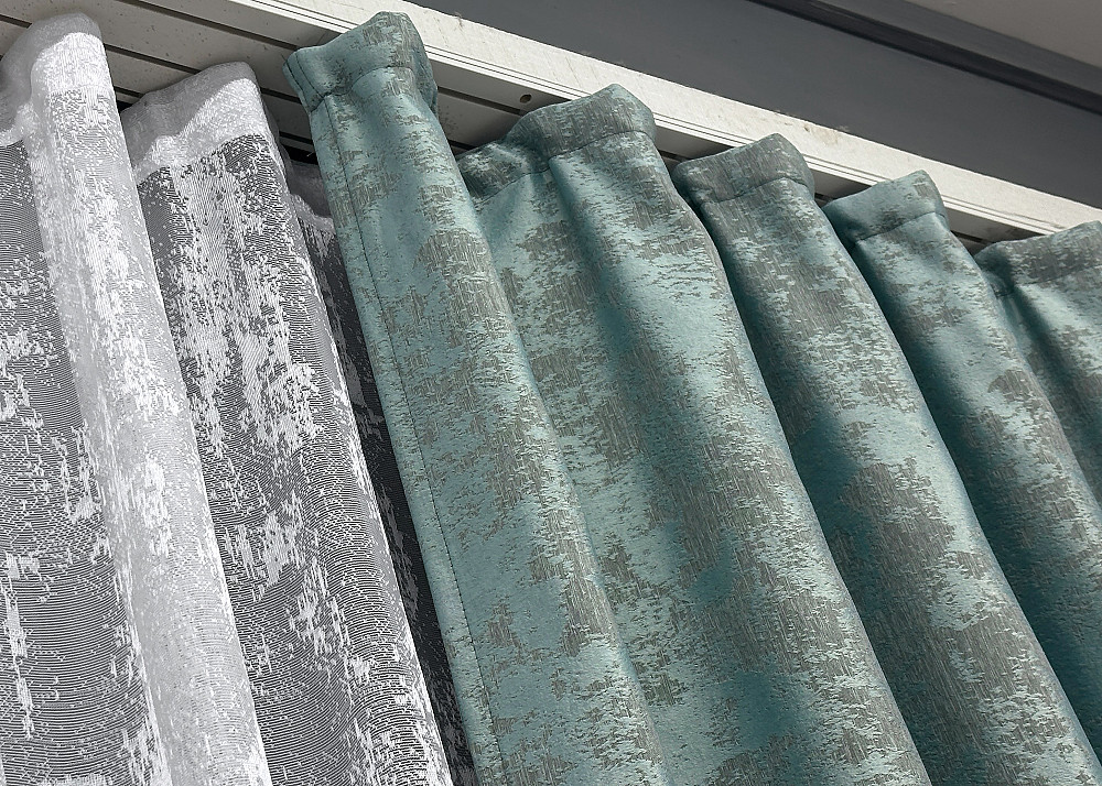 Комплект штор VR-Textil Жакард Мармур 200х270 2шт і Тюль 500х270 1148ш-1400т Бірюзово-сірий з білим 71-118/6 Київ - фото 8
