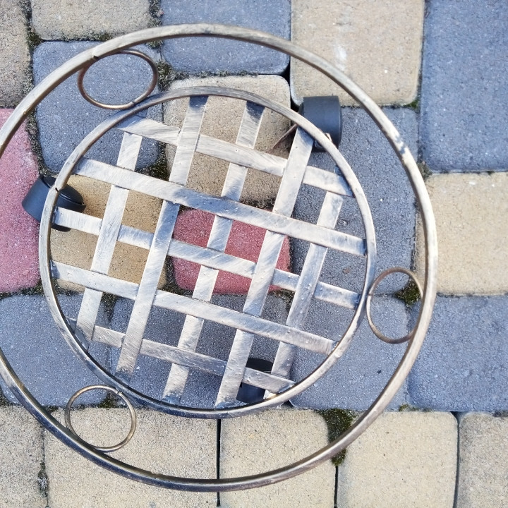 Подставка кованая для цветов на колесах на 1 вазон средняя, стойка под цветы, вазон Киев - изображение 7