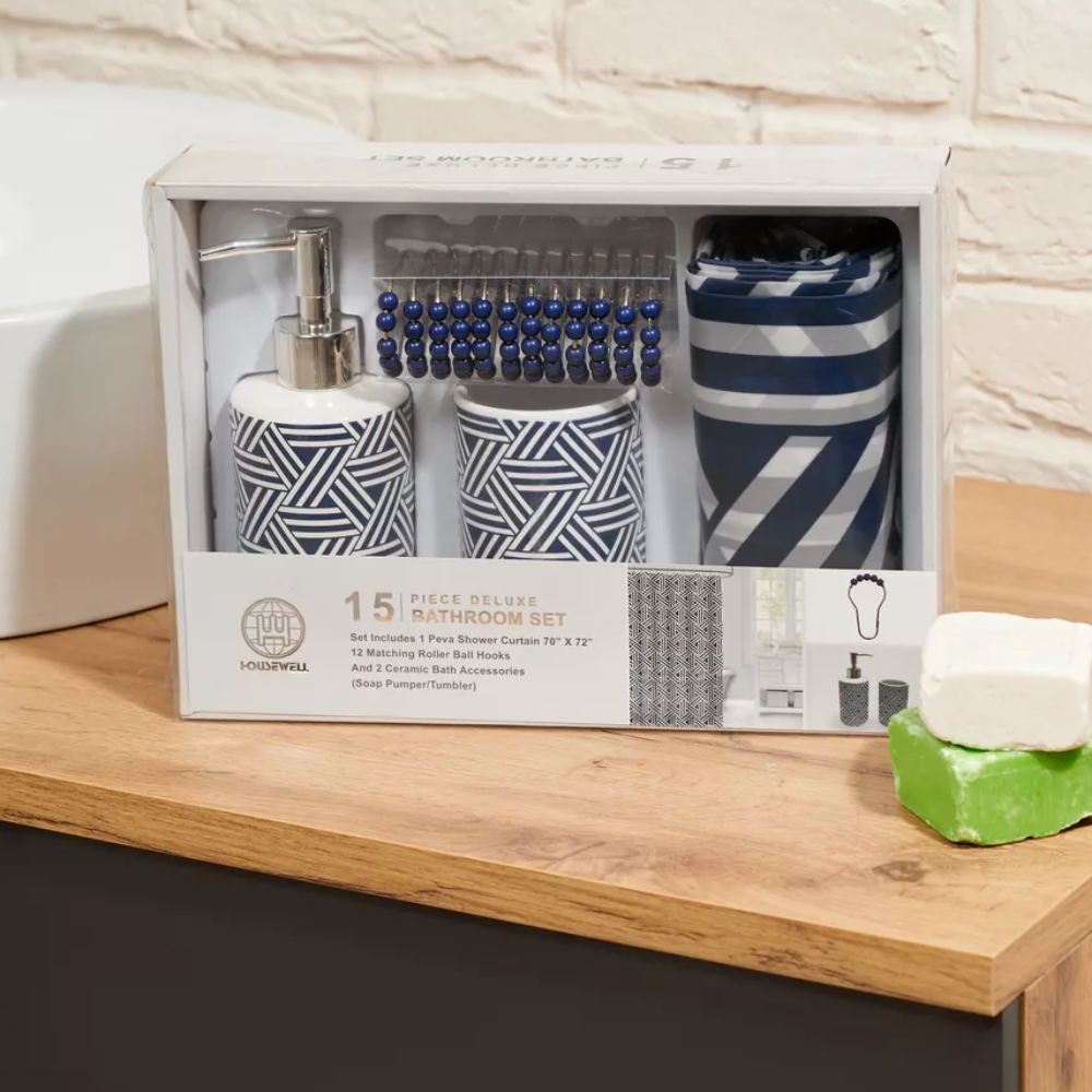 Шторка для ванной и душа набор аксессуаров и ванных принадлежностей: шторка,стакан для щеток,дозатор для мыла Каменец-Подольский - изображение 5