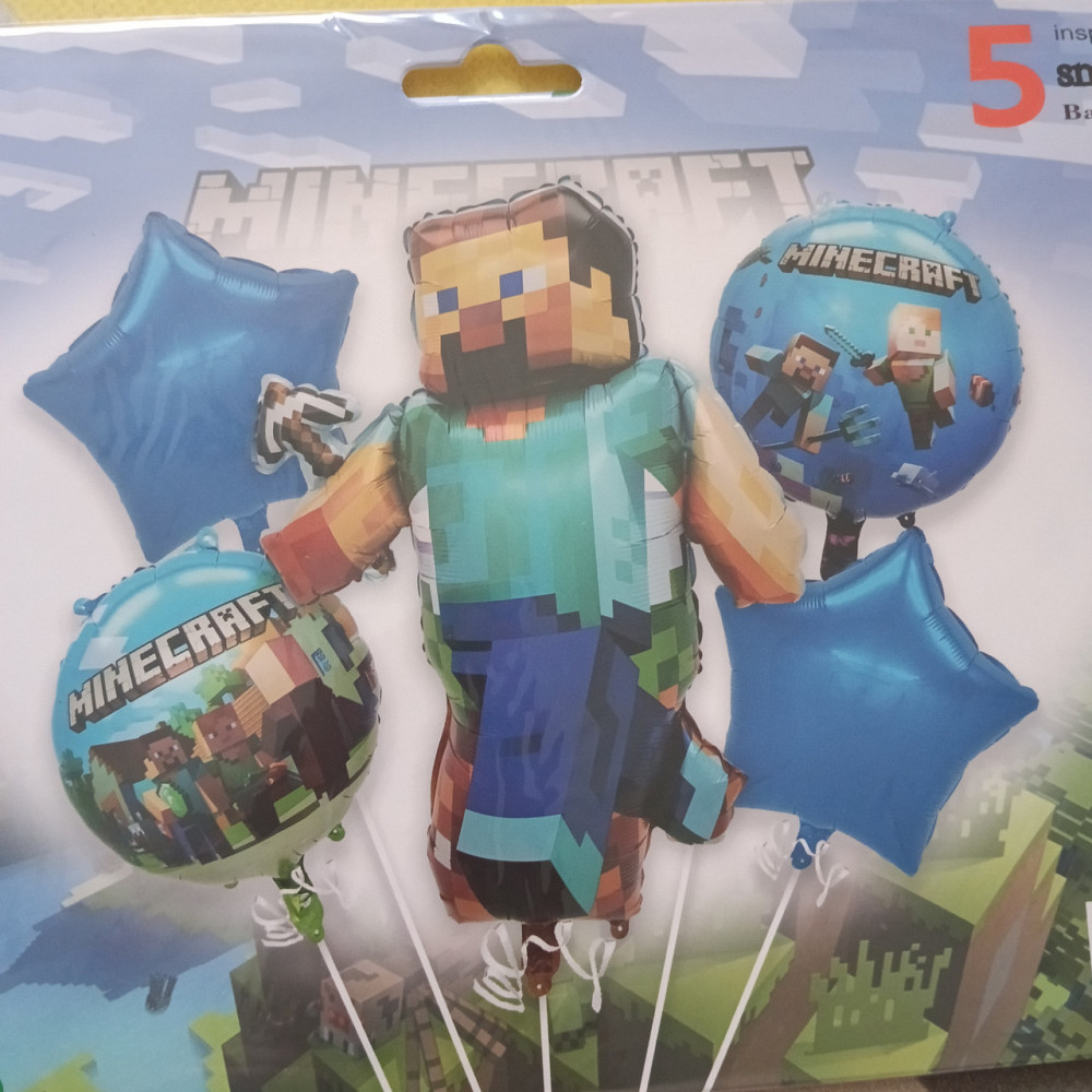 Набор воздушных шаров майнкрафт синій (5 предметов) Киев - изображение 2