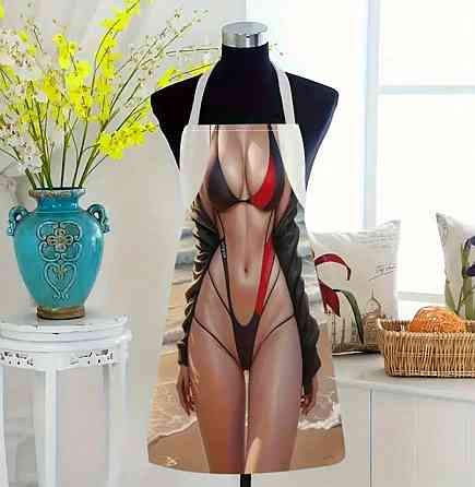 Фартух з приколом для жінок На пляжі дівчина 68 на 55 см різнобарвний Київ