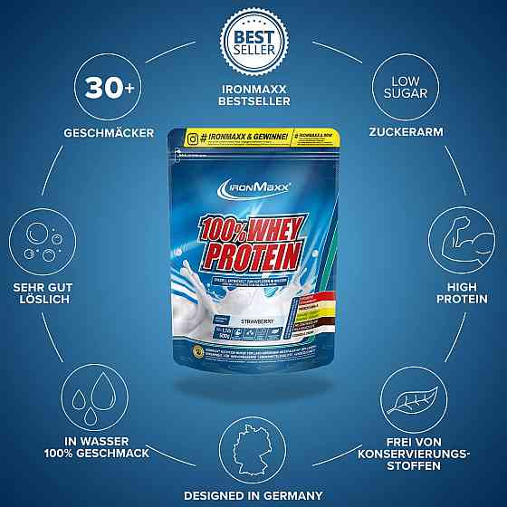 Протеин Ironmaxx 100% Whey Protein 500 g (Strawberry) Луцк