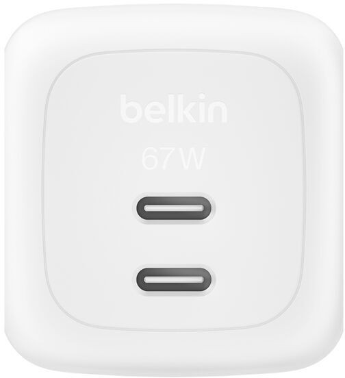 Мережевий зарядний пристрій Belkin BoostCharge Pro New Dual USB-C GaN Wall Charger 67 W White (WCH020KQWH) ( 12923 ) Харків - фото 2