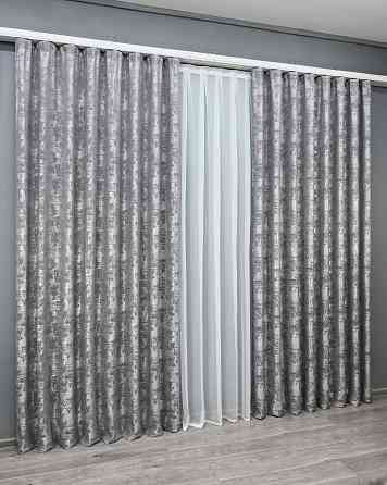 Комплект готових штор VR-Textil Жакард Sultan YL № 1668ш Сірий 200х270 см 2 шт (32-434) Київ