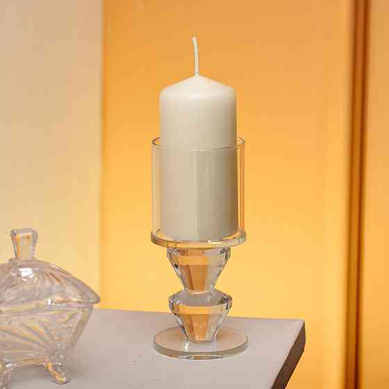 Yiwu Підсвічник скляний 6×13.3 см на одну свічку підсвічник келих на ніжці декоративний прозори Коломия