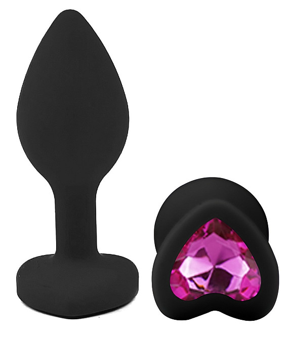 Силиконовая анальная пробка EGZO - Silicone Black Heart Plug Rose, size S Sex Aura Киев - изображение 2