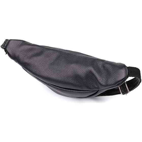 Отменная сумка бананка из зернистой натуральной кожи Shvigel 23145 Черный Киев