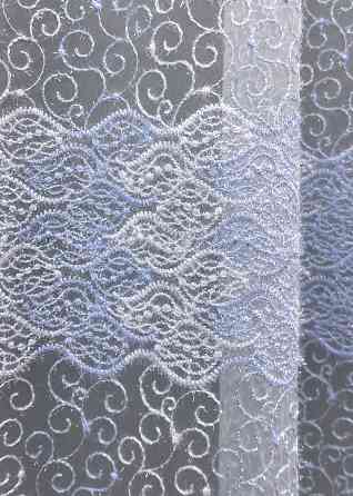 Тюль органза с вышивкой и люрексом цвет голубой с белым 1686т Киев