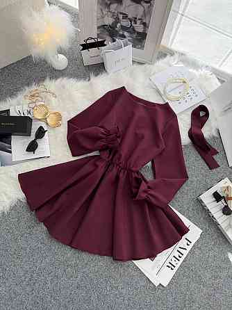 Жіноча романтична мінісукня з поясом креп костюмка Марсала, 50/52 Одеса