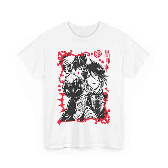 Футболка для хлопчика з аніме принтом Себастіан Кіел Блакк Бутлер оверсайз (зріст від 165 до 180) Чорний AnimeJ0431m Дніпро