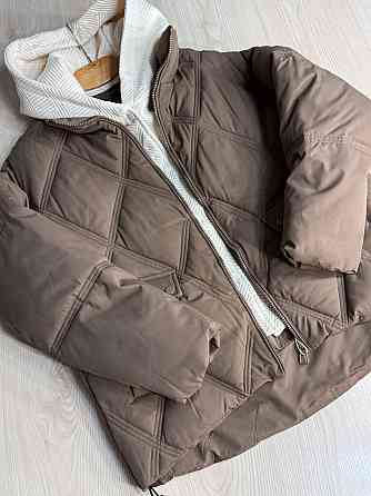 Куртка женская Haiziyuan 552 демисезонная оверсайз с капюшоном коричневая, коричневый, M Киев