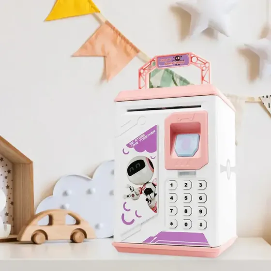 Розовая Электронная Копилка сейф с отпечатком пальца и кодовым замком «BODYGUARD» + купюроприемник Коломия