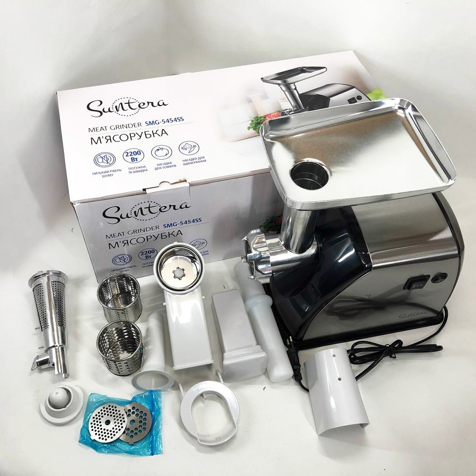 Шнековая электро мясорубка Suntera SMG-5454SS 2200 Вт, Кухонная мясорубка с реверсом MY-93 Львов - изображение 10