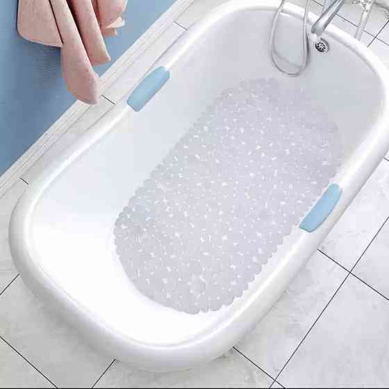 Силіконовий килимок для ванни та душу Bathlux овальної форми, нековзний, люкс якість 69 х 35 см Білий Кам'янець-Подільський