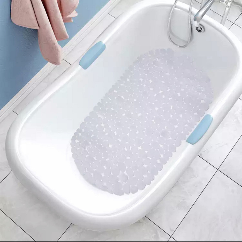 Силіконовий килимок для ванни та душу Bathlux овальної форми, нековзний, люкс якість 69 х 35 см Білий Кам'янець-Подільський - фото 2