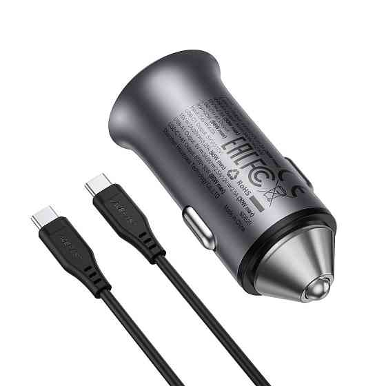 Автомобильное зарядное устройство ACEFAST B16 95W (USB-A+USB-C) dual port metal car charger set (P5) Metal Gray Киев