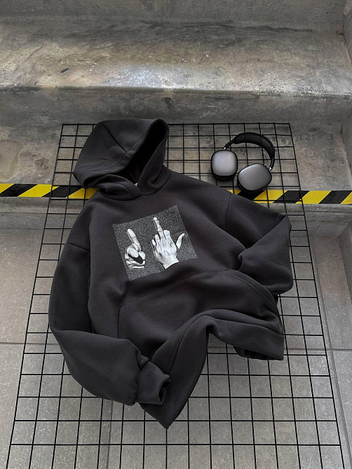 Жіноча молодіжна утеплена оверсайз худі з накатом трьохнитка на флісі Одеса - фото 7