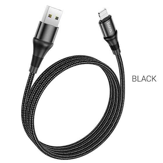 Кабель HOCO X50 USB to iP 2.4A, 1m, nylon, aluminum connectors, Black Київ