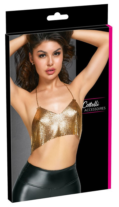 Золотистый топ Cottelli Collection Metal Top 2450453 Gold S-L Sex Aura Киев - изображение 1