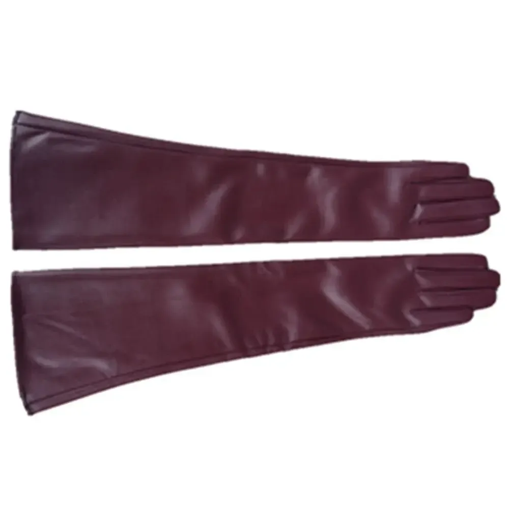 Високі рукавички жіночі із екошкіри бордовий Київ - фото 3