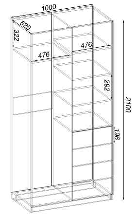 Шкаф Кристалл 1, Самоа Димчастий, 1000х520х2100 Львов
