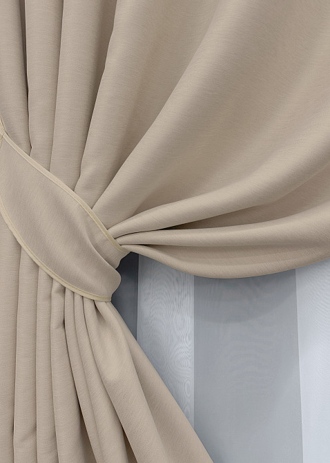 Комплект готових штор VR-Textil Блекаут двосторонній Eclipsе № 1789ш Бежевий 100х270 см 2 шт (31-831) Київ - фото 13