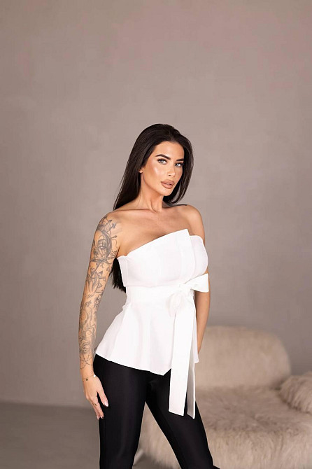 Жіночий стильний привабливий корсет зі щільної тканини креп костюмка Білий, 44/46 Одеса - фото 6