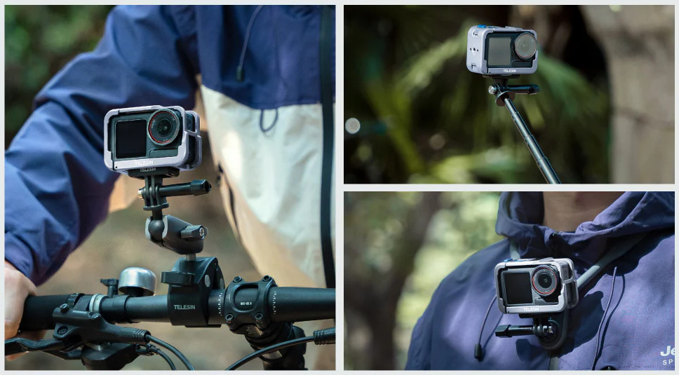 Алюминиевая рамка DJI Action 5 Pro/4/3 легкая быстросъемная серая Telesin S6-FMS-13BL-TDJ Киев - изображение 3