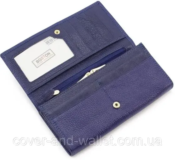 Cиній шкіряний класичний гаманець з натуральної шкіри Boston S1001B Київ